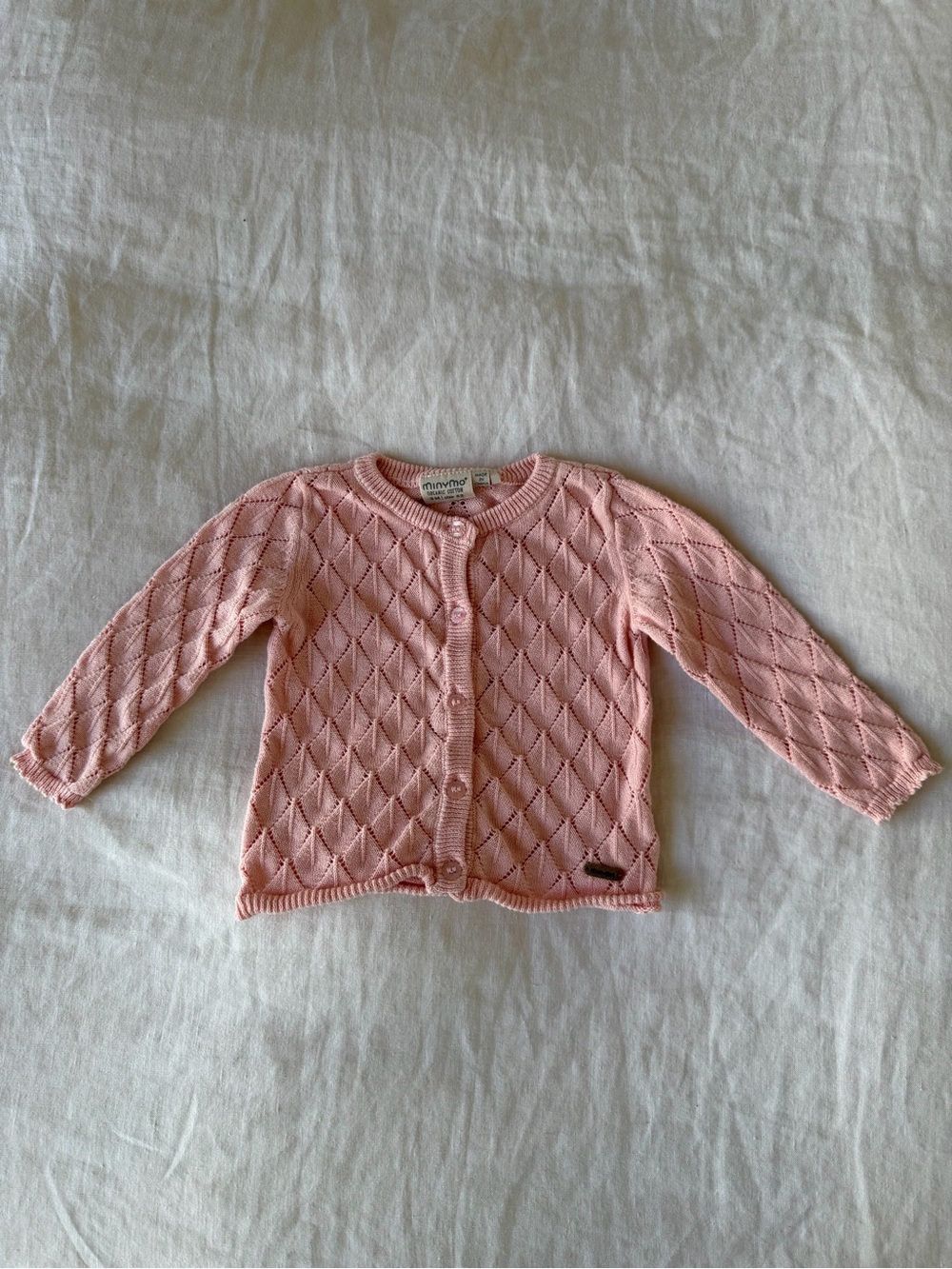 MinyMo Infant Baby Girl Organic Cotton Crochet Knit Cardigan Sweater 3 Months
